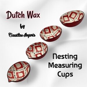 Coastline Imports Nesting Ceramic Measuring Cups - Dutch Wax Red